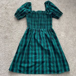 Black watch plaid Draper James Cam smocked dress, NWT